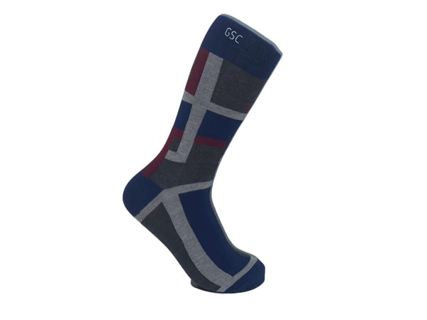 Dark Blue Striped Lattice Bamboo Socks