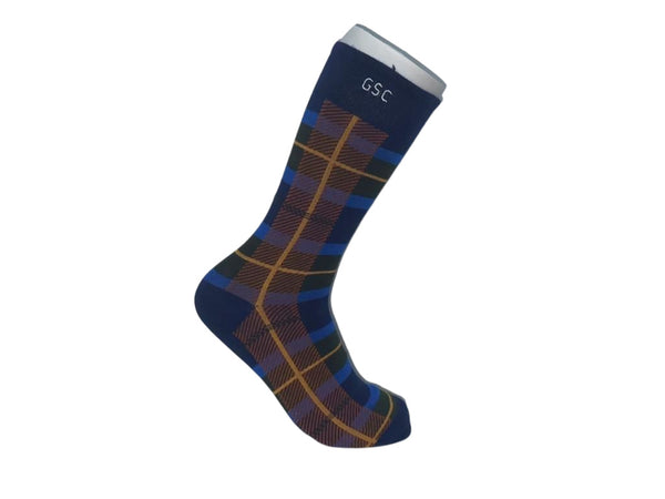 Dark Blue Plaid Bamboo Socks