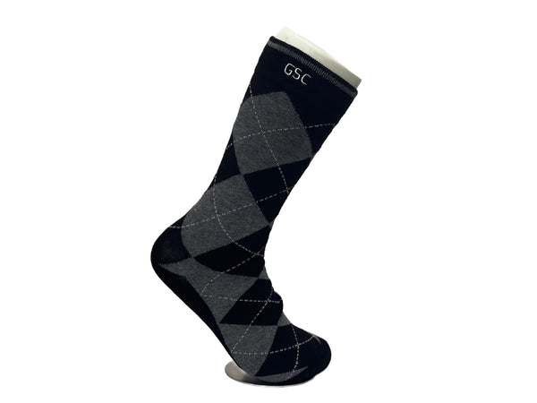 Black and Grey with Argyle and Plaid Patterns Bamboo Socks