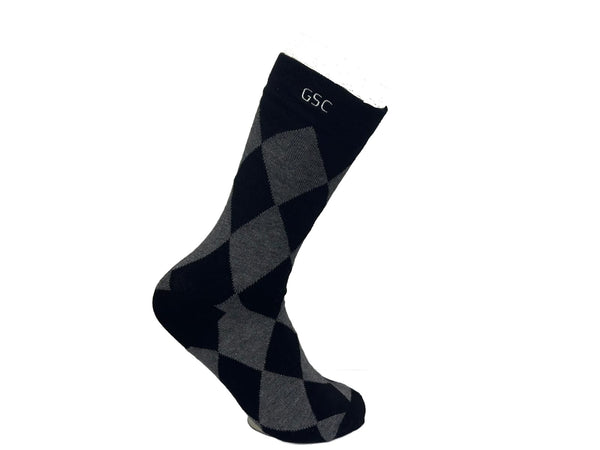 Black and Grey Argyle Bamboo Socks