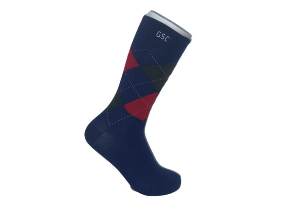 Dark Blue Triangle Plaid Bamboo Socks