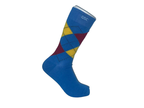 Light Blue Triangle Plaid Bamboo Socks