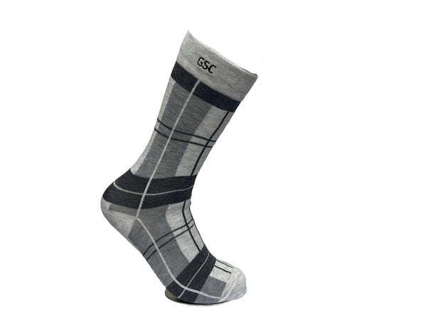 Light Grey Plaid Bamboo Socks